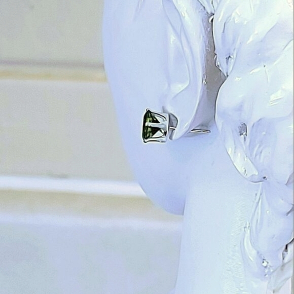 PERIDOT 8mm SURGICAL STEEL POST STUD EARRINGS - Picture 2 of 5